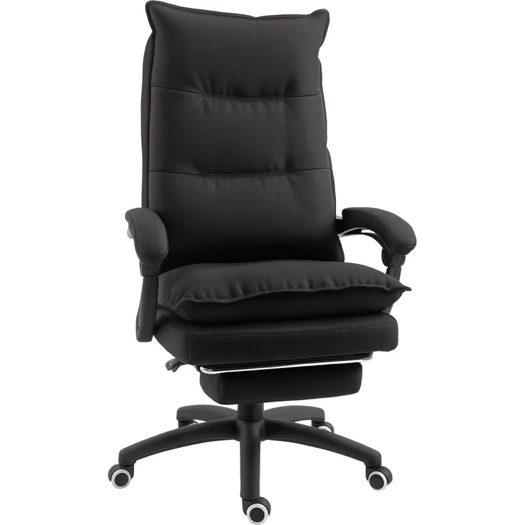 Vinsetto Bürostuhl Massage, Chefsessel mit Massagefunktion, Gaming Stuhl, höhenverstellbarer, ergonomischer Drehstuhl, Massage Sessel, Nylon, Schwarz, 70 x 62 x 120-130 cm