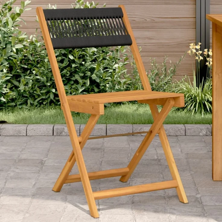 vidaXL Bistrostühle 2 Stk. Schwarz Massivholz Akazie und Kordel 367678 – Bild 1