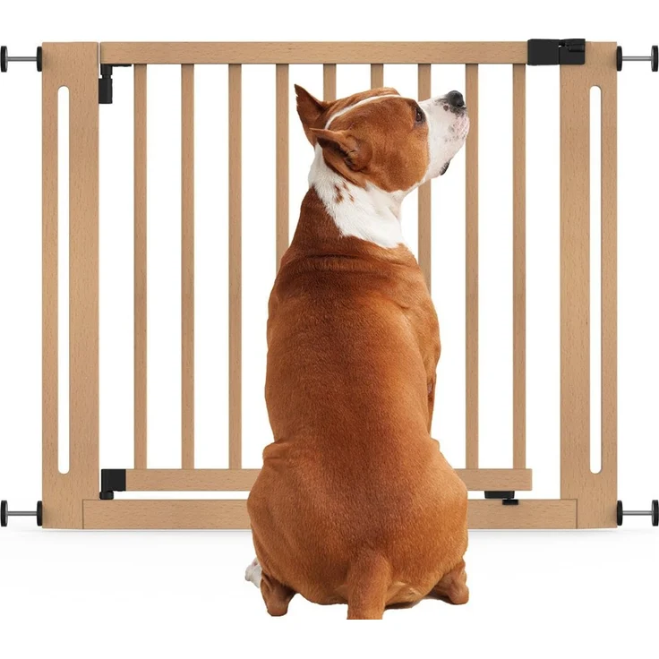 Bettacare Naturholz Elegance Treppenschutzgitter, Natur, 95cm - 103cm, Druckmontage Sicherheitsgitter, 73cm Extra Breite Türöffnung, Einteiliges Extra Breites Gitter für Welpen, Hunde und Haustiere
