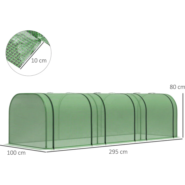 MELAYR, Mini-Gewächshaus, Tomatengewächshaus, 3 m (L) x 1 m (B) x 0,8 m (H), Stahl, hochdichtes PE (140 g/m²), Grün – Bild 5