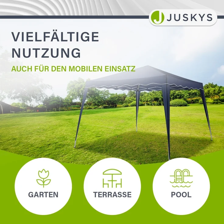 Juskys 'Vivara' Faltpavillon mit Tasche, höhenverstellbar, UV50+ & wasserabweisend, Stahl / Polyester blau, 3x3 m – Bild 4