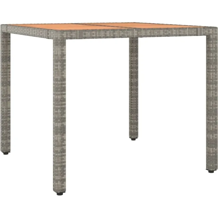 vidaXL Gartentisch 75 x 90 x 90 cm mit Holzplatte Grau Poly Rattan & Massivholz Akazie