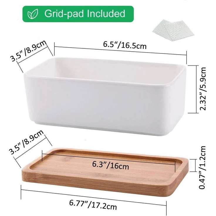 T4U 16.5CM Keramik Sukkulenten Töpfe Kaktus Pflanze Blumentöpfe Weiß 2er Set – Bild 6