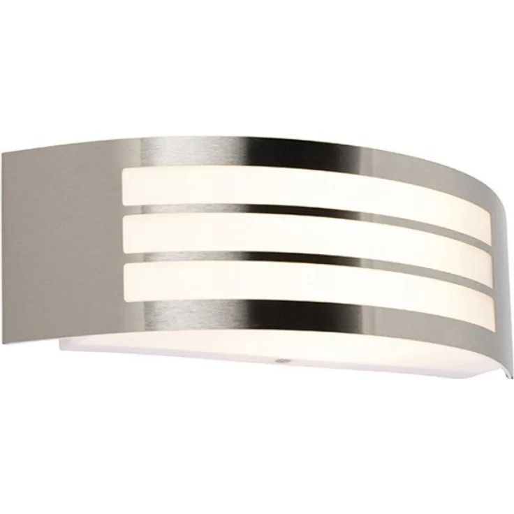 Qazqa Außen-Wandleuchte Sapphire wl, ohne Leuchtmittel, E27, Stahl, Modern, Edelstahl, 1-flammig