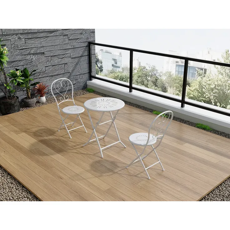 Vente-unique - GUERMANTES Garden dining set Metall Weiß - B 60 cm x H 73,5 cm x L 60 cm – Bild 2