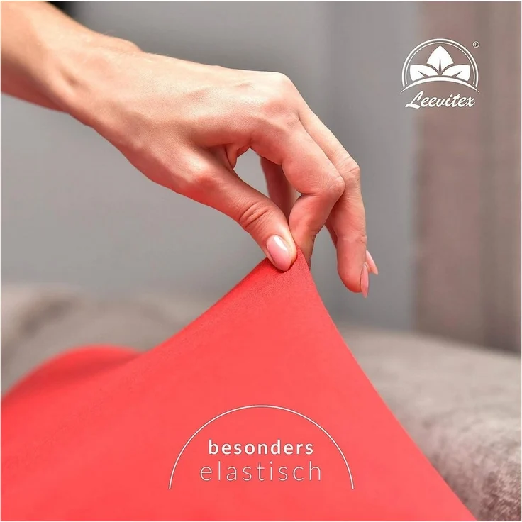 leevitex® Spannbettlaken für Boxspringbetten & Wasserbetten - Spannbetttuch 170 g/m², Gummizug: rundum, 100% Mako-Baumwolle, sehr robust, 180x200 – 200x220 cm + 40 cm Steg – Bild 3