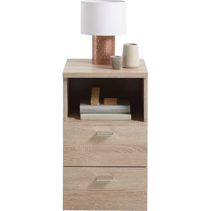 Nachtkonsole >COLIMA 1< in Eiche Dekor - 35x61,5x39,9cm (BxHxT) – Bild 2