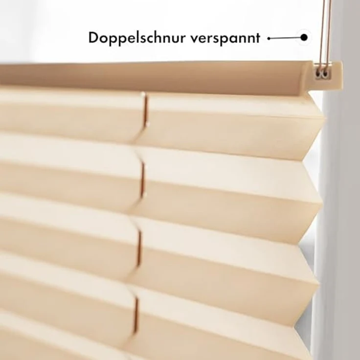 Sonello Plissee Klemmfix ohne Bohren 100cm x 120cm Beige Faltrollo Plisseerollo Jalousie für Tür & Fenster Blickdicht Sichtschutz Sonnenschutz Fertifplissee Rollo – Bild 3