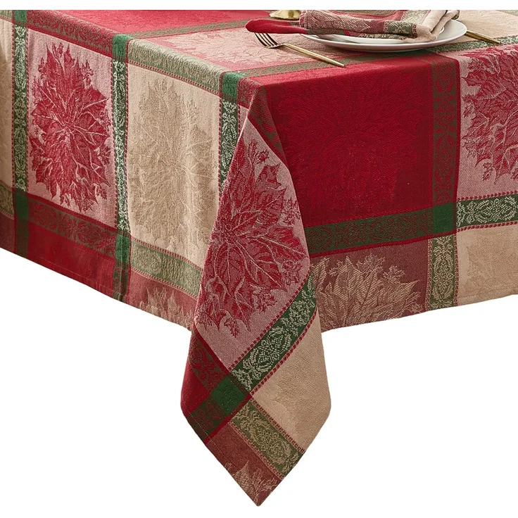 Elrene Home Fashions Prestige Weihnachtsstern-Tischdecke, Jacquardgewebe, Baumwolle, rechteckig, 132,1x177,8 cm