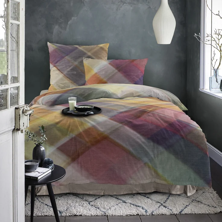 Irisette Flausch Cotton Bettwäsche Zobel 8731-90 Kariert bunt 135x200 – Bild 1