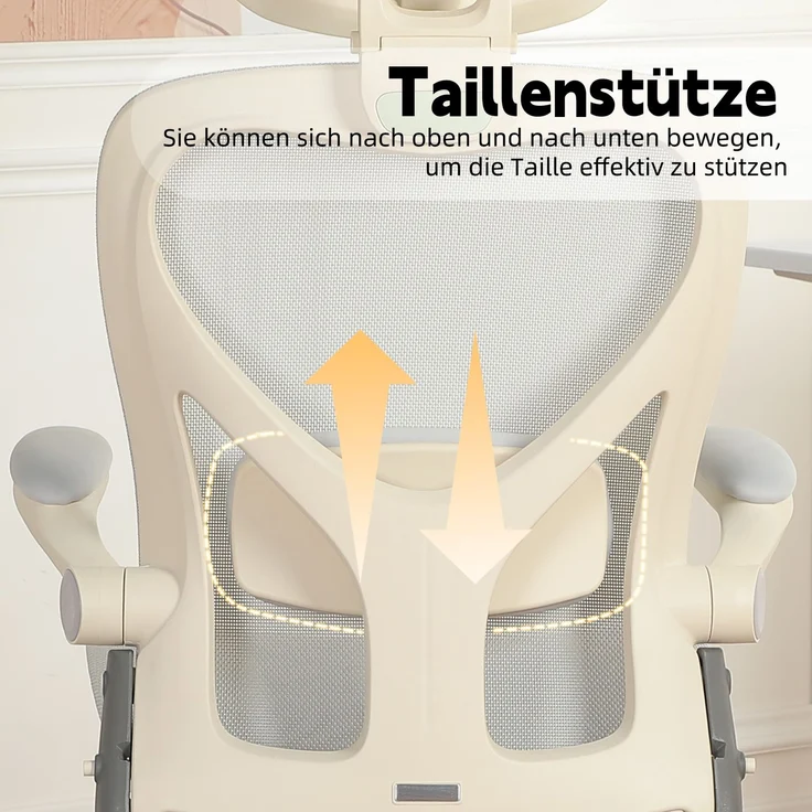 Klappbarer ergonomischer Bürostuhl, kleiner Platz-Klappstuhl mit Taillenstütze, Ganznetzschiebekissen, klappbare Armlehnen, 3D-Kopfstützen und Bürostuhl mit Arbeitspedalen,grau--Herde--129x48.5x62cm--YOUDENOVA – Bild 6