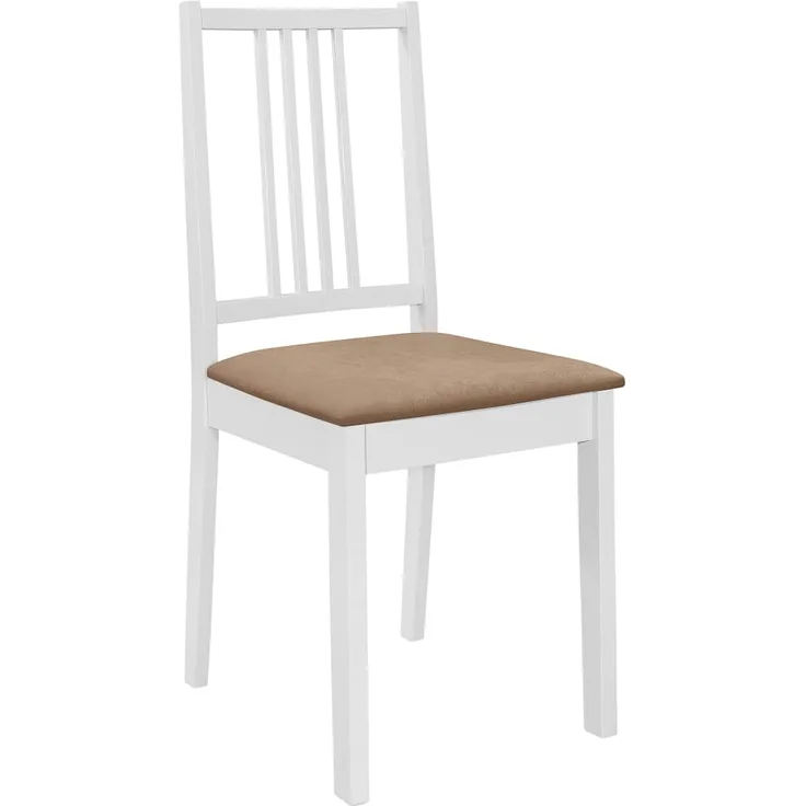 Esszimmerstühle mit Polstern 2 Stk. Weiß Massivholz [247634]