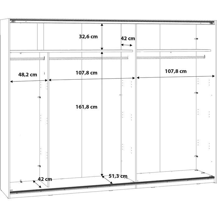 Kleiderschrank >Jacky< in Script-Schlammeiche/Spiegel B/H/T ca. 269,9x209,7x61,2cm – Bild 7