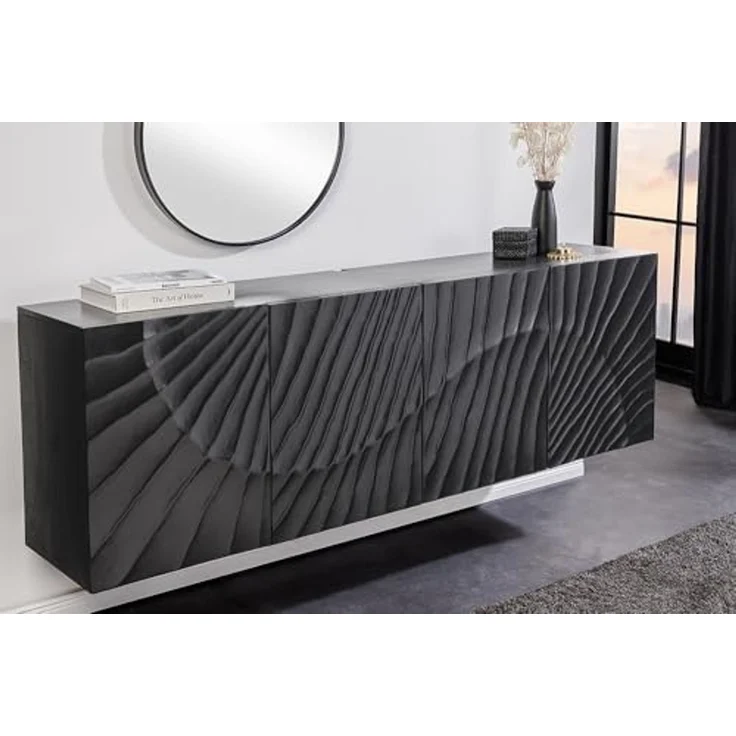 riess-ambiente Sideboard SCORPION 180cm schwarz (Einzelartikel, 1 St), Wohnzimmer · Massivholz · Mango · TV-Schrank · hängend · Industrial – Bild 2