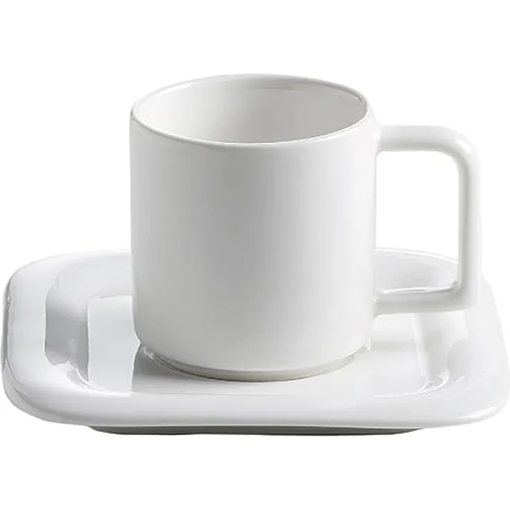 Maxwell & Williams Sphere Square Espressotasse + Untertasse, 70ml, Weiß,JX80701