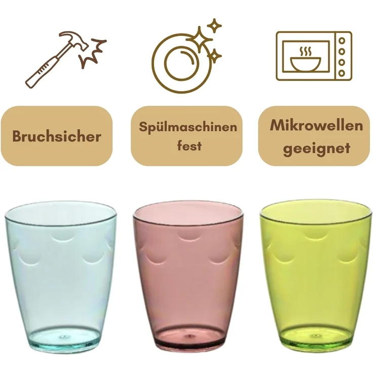 GarPet Becher Trinkgläser Set 8er Camping Wasser Gläser Plastik Acrylglas Kunststoff – Bild 4