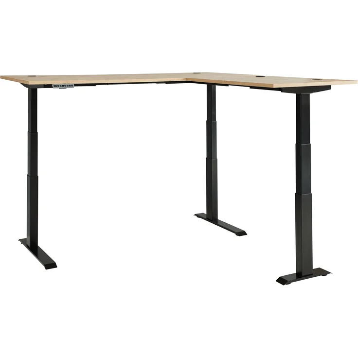 Eckschreibtisch >Memphis< höhenverstellbar, Artisan Eiche Dekor - 185x64/129x177 (BxHxT) – Bild 6