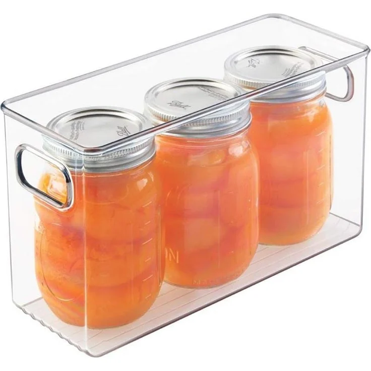mDesign Aufbewahrungsbox Kühlschrankbox Organizer 4er-Set Griffe Transparent – Bild 6