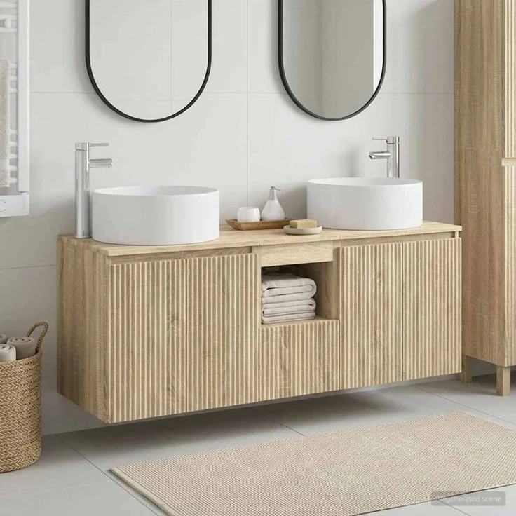 vidaXL Badezimmerschrank-Set 3 stk. Sonoma-Eiche 129 x 44,5 x 80 cm 3405739 – Bild 1