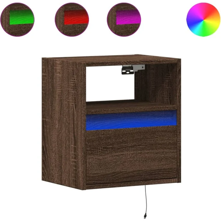 TV-Wandschrank, TV-Hängeboard Fernsehschrank mit LED-Beleuchtung Eichen-Optik 41x31x45 cm – Bild 2