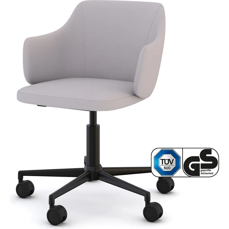 ASSMANN Schalenstuhl Consento Triest gepolstert mit Rollen Hellgrau 56x58x79cm Textil