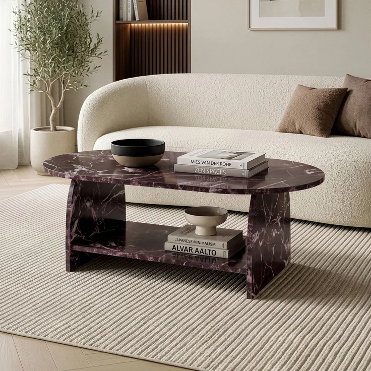 Skye Decor 'Rafel - Rosso Marmo' Couchtisch, Rosso Marmo, 110 x 40 x 60 cm