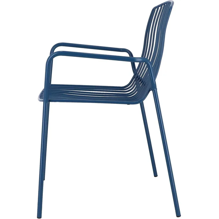 Mori Outdoor Stuhl aus Stahl blau mit Armlehnen – Bild 7