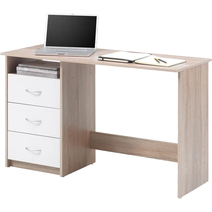 Schreibtisch >Mack< (B/H/T 123 x 76 x 50 cm) in Sonoma-Eiche - 123x76x50 (BxHxT)