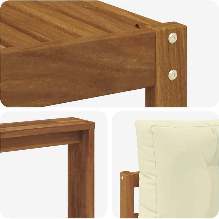 vidaXL Outdoor-Sofagarnitur 4 stk. 4-Sitzer Natur und Creme 3367408 – Bild 5
