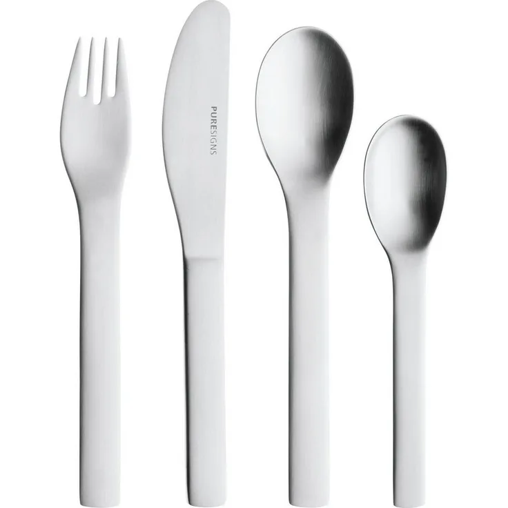 PURESIGNS Kinderbesteck ONE mini (4-tlg), 1 Personen, Edelstahl 18/10, Plastikfreier Essgenuss für die Kleinen