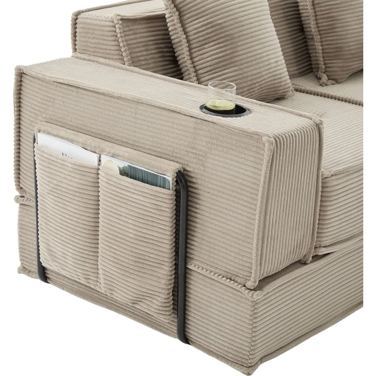 ZUBALIYA Schlafsofa 78x66 cm, mit Stauraum, mit Cordbezug, mit breiten Armlehnen, modular aufgebaut, mit Schaumstoffpolsterung – Bild 21