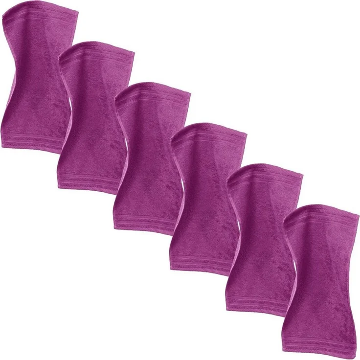 Erwin Müller Gästehandtuch "Heidelberg" 6er-Pack, Frottier (6-St), Walk-Frottier Uni, Fuchsia, 30x50 cm – Bild 1