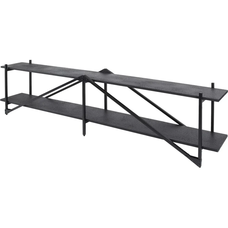 TV-Board Pouv Metalloptik, modern industriell, dunkelgrau, mit 2 festen Böden, 220 cm – Bild 1