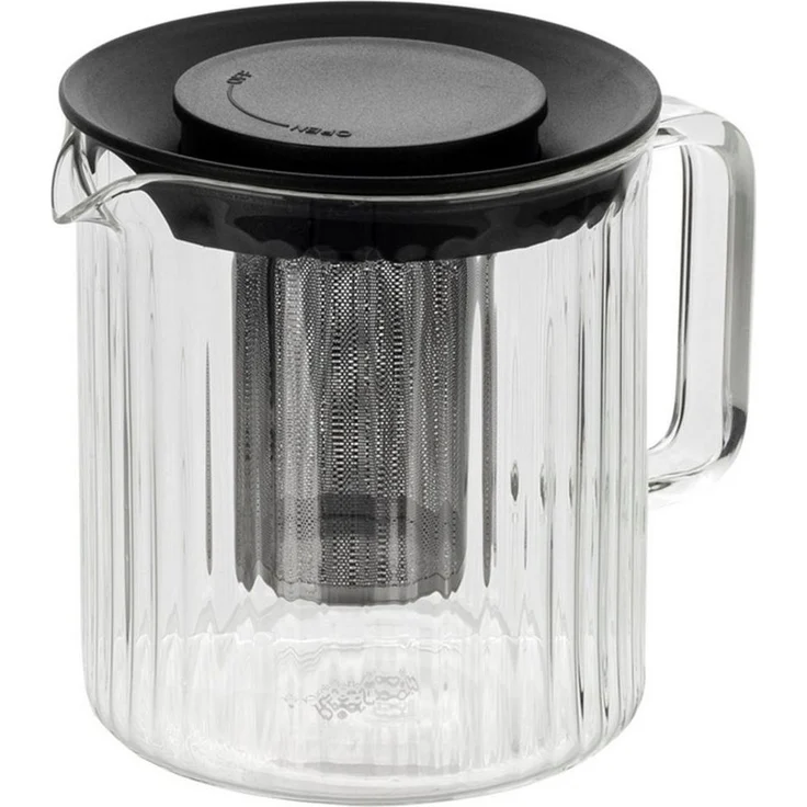 RESTO Kitchenware Teekanne Ain, hitzebeständige Glaskanne im 3D Design, Höhe ca. 13 cm, 1 l, (4-St), mit herausnehmbarem Filtersieb aus Edelstahl, im Geschenkkarton – Bild 1