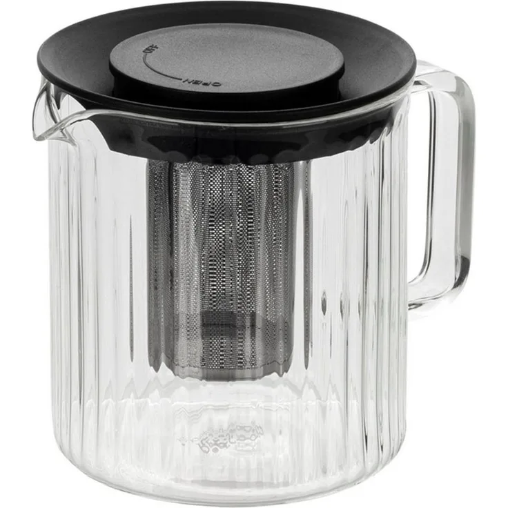 RESTO Kitchenware Teekanne Ain, hitzebeständige Glaskanne im 3D Design, Höhe ca. 13 cm, 1 l, (4-St), mit herausnehmbarem Filtersieb aus Edelstahl, im Geschenkkarton