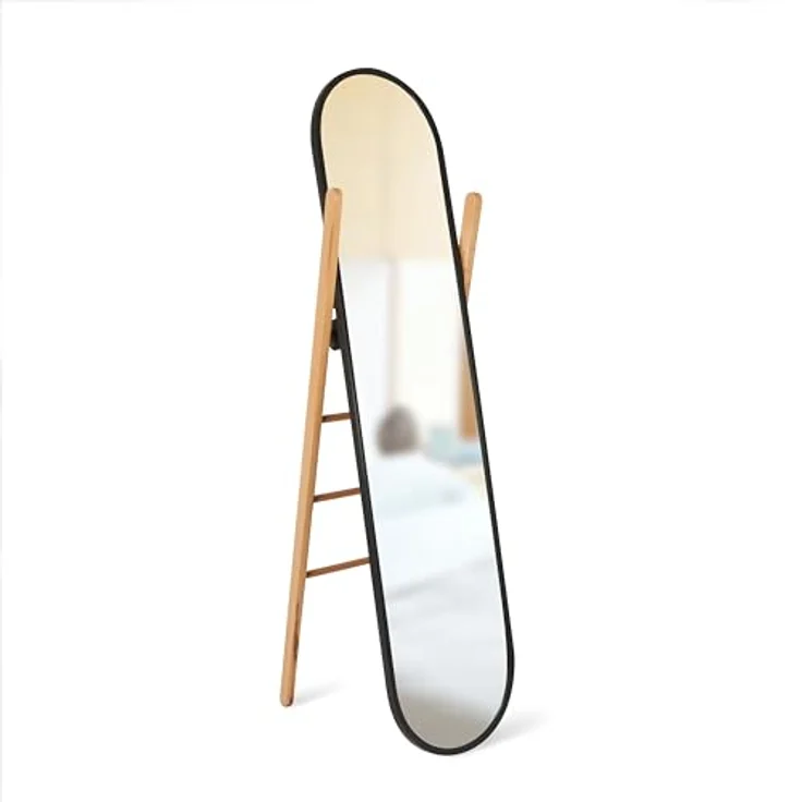 Umbra Furniture Hub Flur Spiegel, Standspiegel, mit Gummirand, Eschenholz und Spiegelglas, Schwarz / Natur, 358375045 – Bild 16