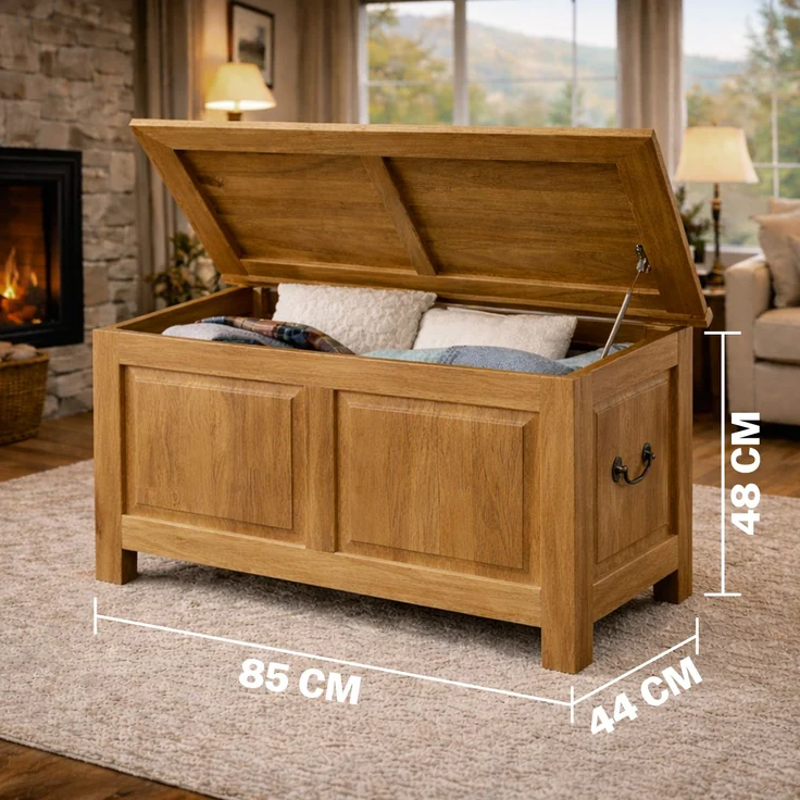 Deuba Holztruhe Truhe Antik Holz 85x44x48cm – Bild 2