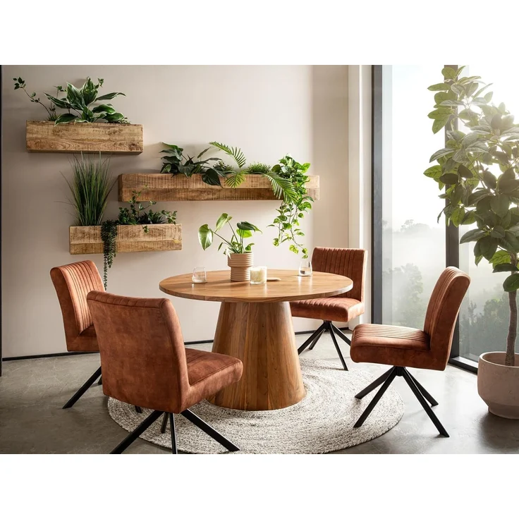Esstisch rund 120 cm Akazienholz massiv runder Holztisch Küchentisch Esszimmertisch Landhausstil Esszimmermöbel stabil elegant – Bild 2
