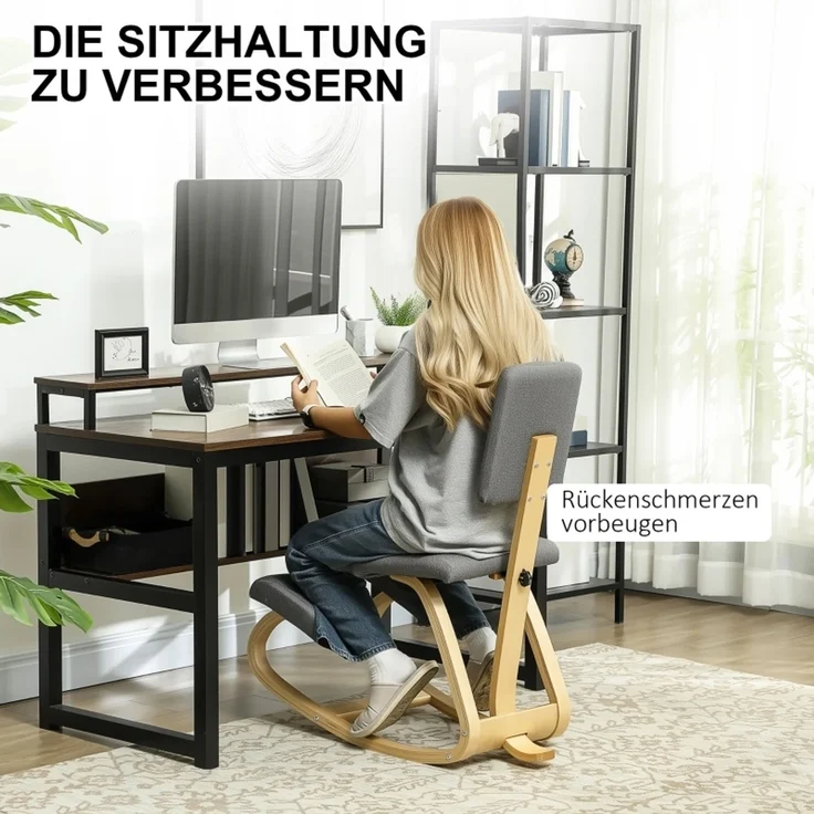 Ergonomischer Kniestuhl, Kniehocker Gesundheitsstuhl für Zuhause, Büro, Meditation Grau--Herde--84x51x93cm--YOUDENOVA – Bild 4