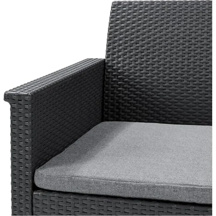 Keter Emma Balcony Gartenmöbel-Set aus Rattan mit 2 Sesseln und Tisch, Graphit – Bild 7