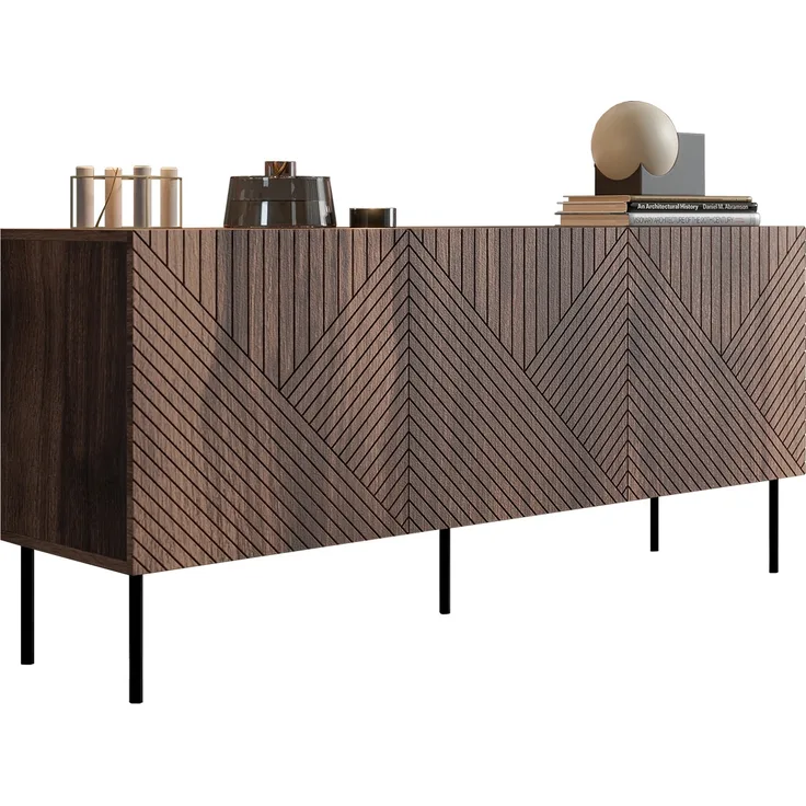 Mirjan24 'Aropo' Sideboard, Laminatplatte Nuss Warmia, 70 x 42 x 150 cm
