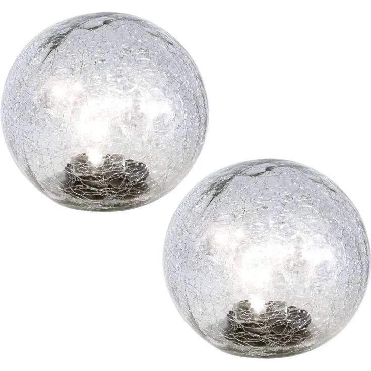 2er Set LED Außenleuchte, Solarkugel, Glas Crackle, D 15 cm – Bild 1