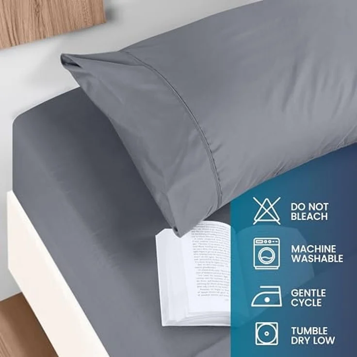 Utopia Bedding Bettwäscheset, gebürstete Mikrofaser, weiche Bettlaken für Kingsize-Bett, enthält 1 Bettbezug, 1 Spannbetttuch und 2 Kissenbezüge, tiefer Umschlag, Grau – Bild 5