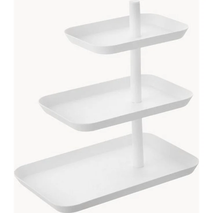 Yamazaki 4280 TOWER 3-stöckige Etagere, weiß, Stahl, minimalistisch, 24.7 x 15.7 x 25.7 cm – Bild 4