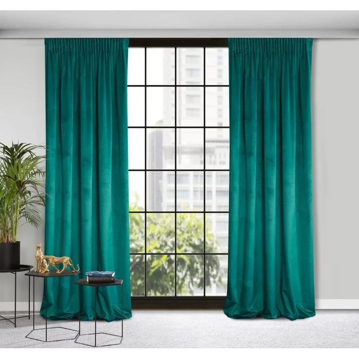 Samtvorhang Velours Vorhänge zum Wohnzimmer Prachtvoll Elegant dunkeltürkis 140x270 cm Kräuselband – Bild 2