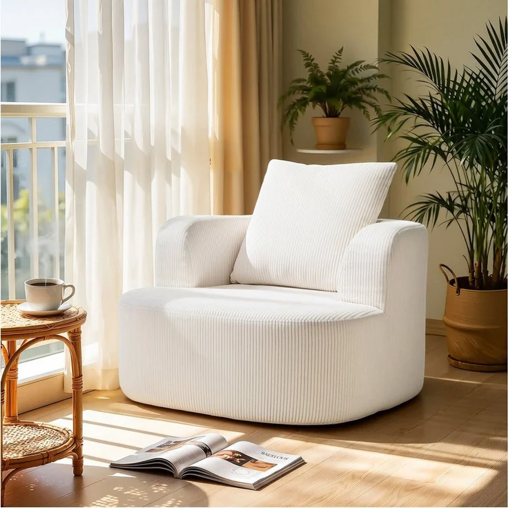 oyajia Relaxsessel Sofa aus Cord mit Armlehnen, vakuumiert, Weich und Formstabil, Für Schlafzimmer, Büro und Wohnzimmer – Bild 3
