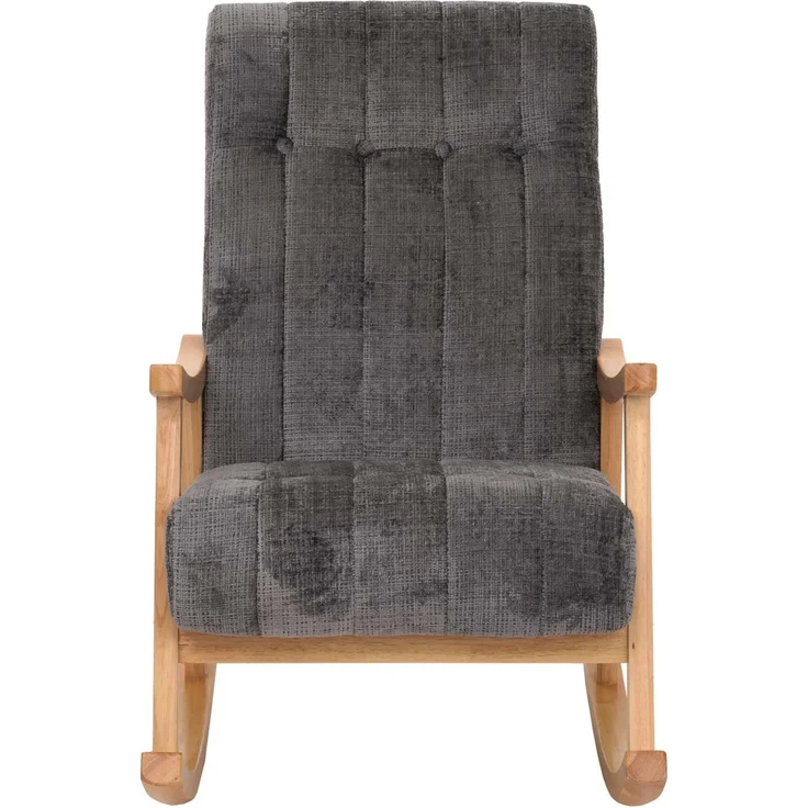 Schaukelstuhl HWC-K10, Relaxsessel, Holz FSC® Stoff/Textil Chenille (465g/m²) ~ dunkelgrau, Gestell natur – Bild 7