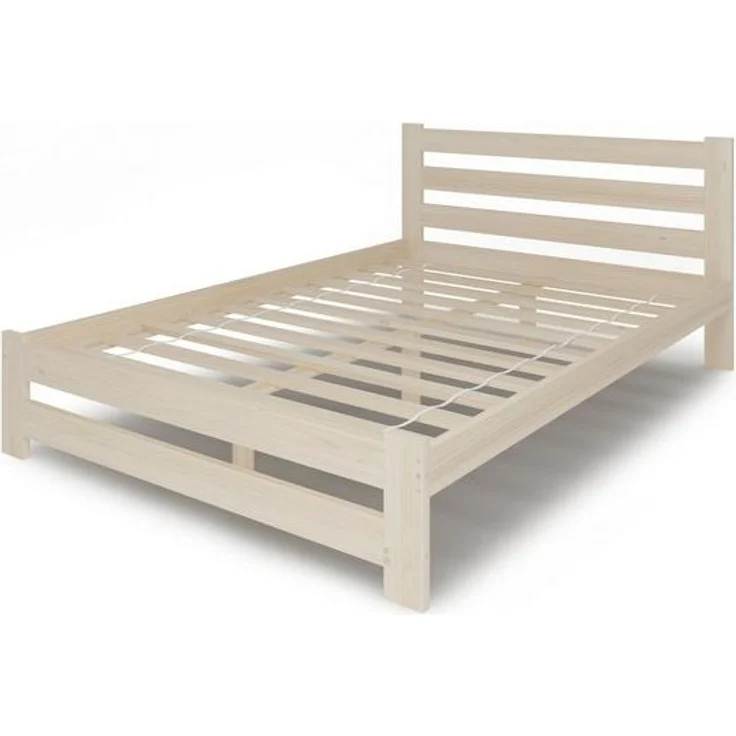Home Collective Holzbett mit Lattenrost Modern Bett Kiefer Bettgestell Massivholzbett Klassisch (90x200, 120x200, 140x200, 160x200 cm), Doppelbett, Skandi Boho Landhaus Kopfteil hoch 160x200 cm natur – Bild 4