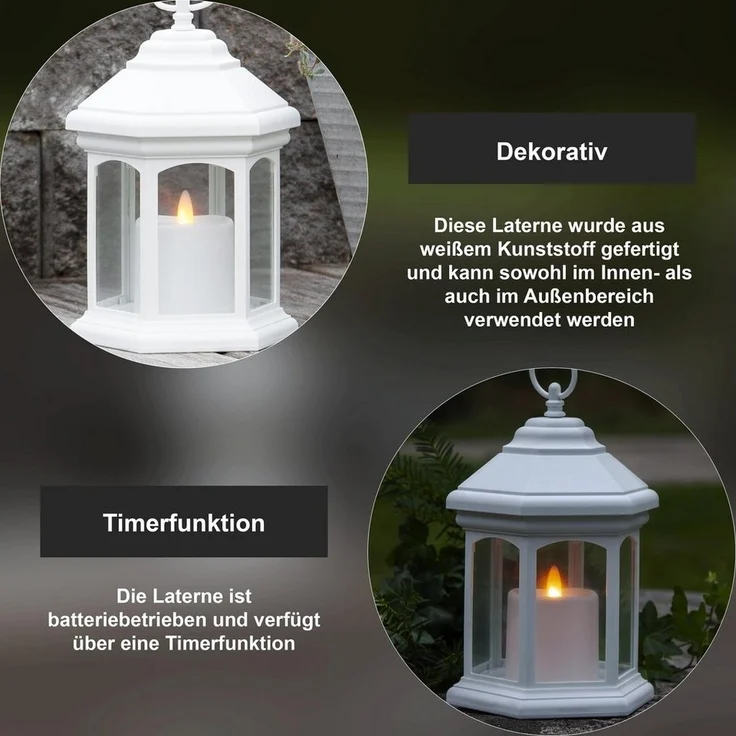 Batteriebetriebene LED Bodenlaterne Linta Timer outdoor weiß 26cm – Bild 3