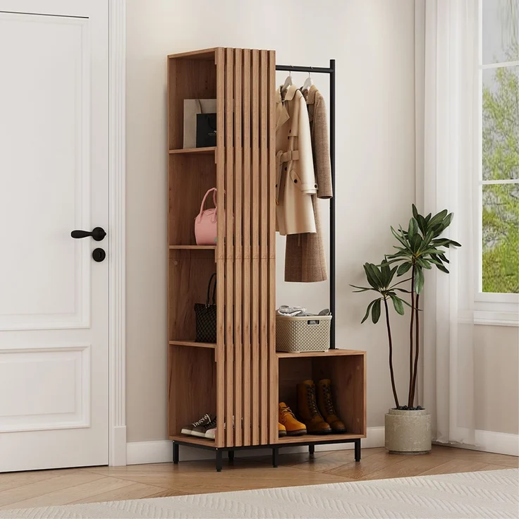 Garderobe Zinto dąb kraft złoty 80 x 187 cm mit 5 Ablagefächern Vicco – Bild 3